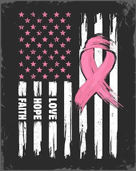 Amerikaanse vlag met roze lint borstkanker bewustzijn maand concept vrouwen gezondheidszorg ondersteuning