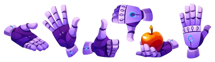 Gratis Vector android robot hand in verschillende gebaren
