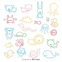 Gratis vector animal collection kinderstijl