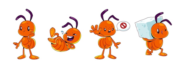 Gratis vector ant personages geïsoleerd op witte achtergrond