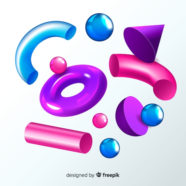 Gratis vector antigravity geometrische vormen met 3d effect