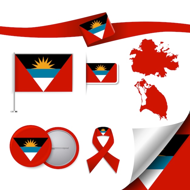 Gratis vector antigua en barbuda representatieve elementen collectie