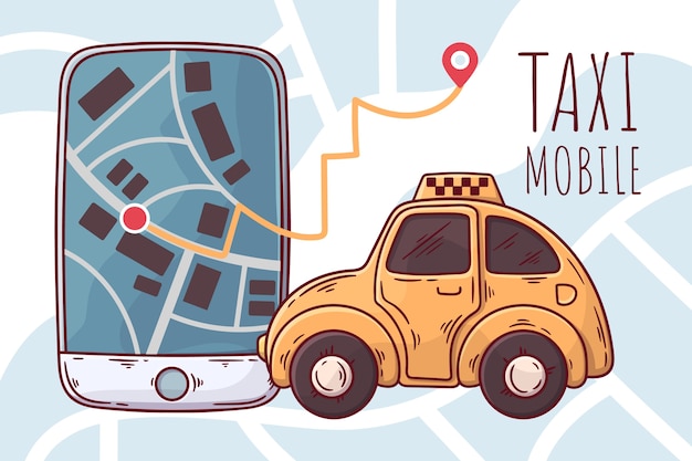 Gratis vector app-concept voor taxi