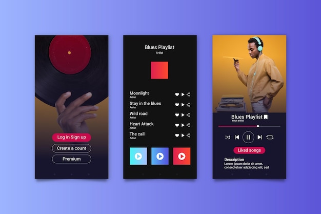 Gratis vector app-interface voor muziekspeler