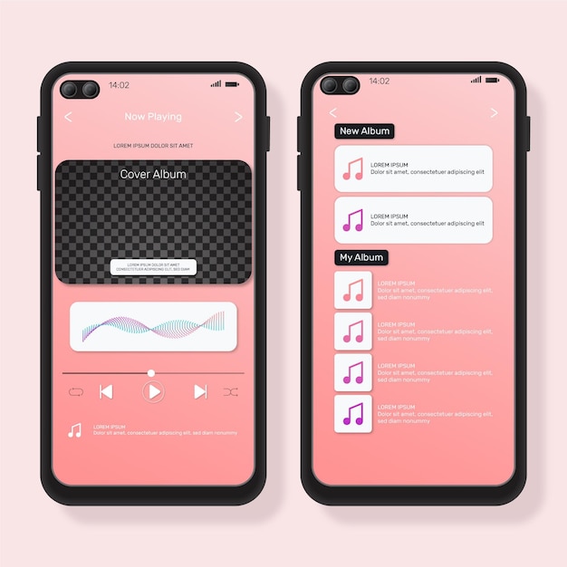 Gratis vector app-interface voor muziekspeler