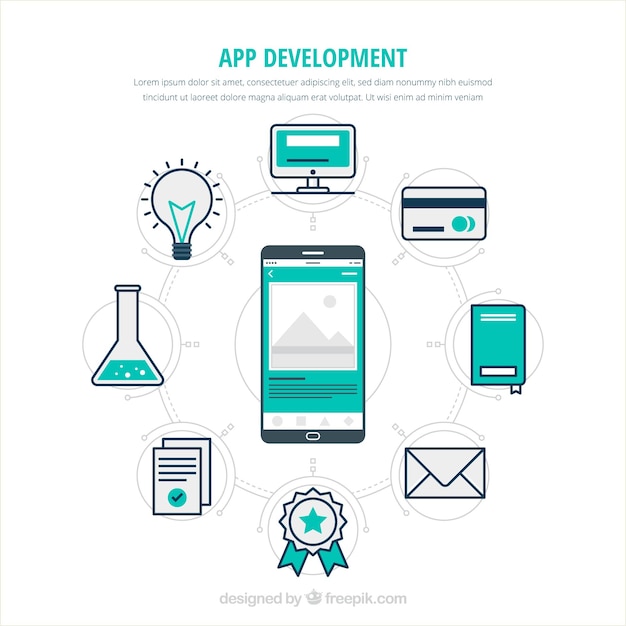 App ontwikkelingsconcept met platte ontwerp