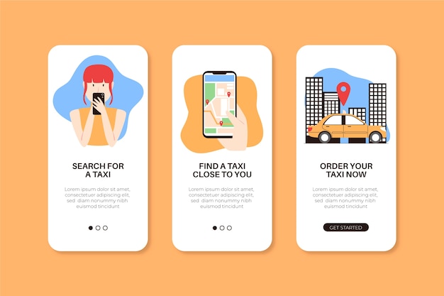 App-schermen voor taxiservice
