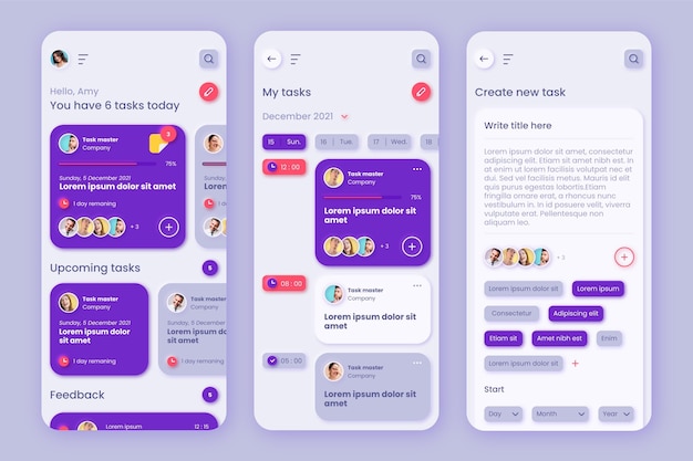 Gratis vector app-sjabloon voor taakbeheer