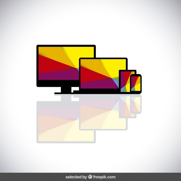 Gratis vector apparaten met kleurrijke screens