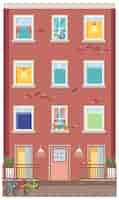 Gratis vector appartementsgebouw met ramen