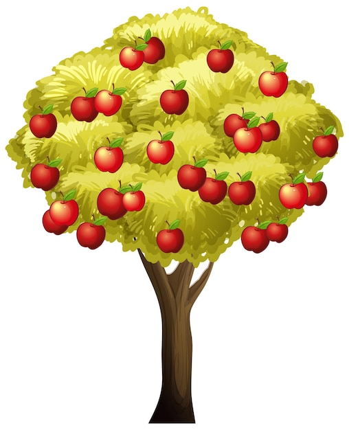 Gratis vector appelboom die op witte achtergrond wordt geïsoleerd