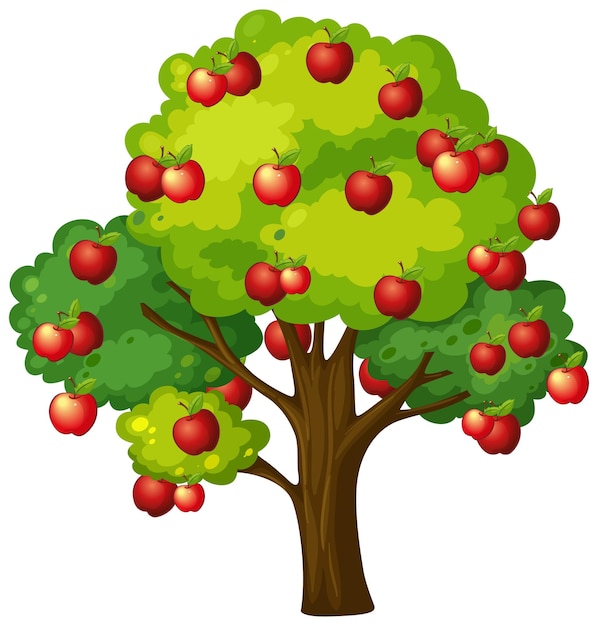 Gratis vector appelboom die op witte achtergrond wordt geïsoleerd