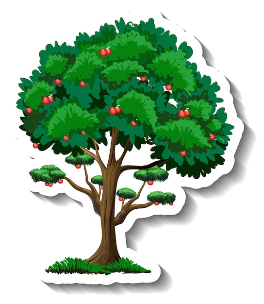 Gratis vector appelboom sticker op witte achtergrond