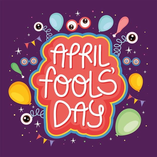 Gratis vector april dwazen dag belettering illustratie