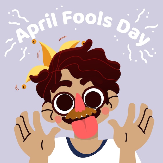 Gratis vector april dwazen dag met persoon die masker draagt