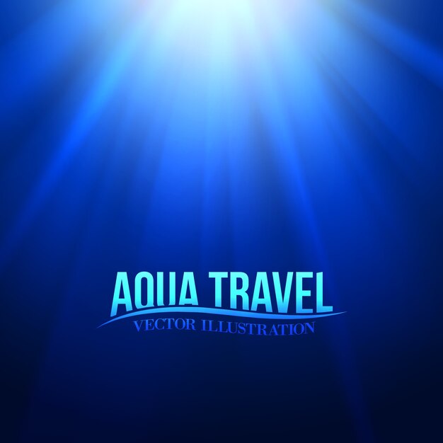Aqua-reistitel over blauwe onderwateromgeving.