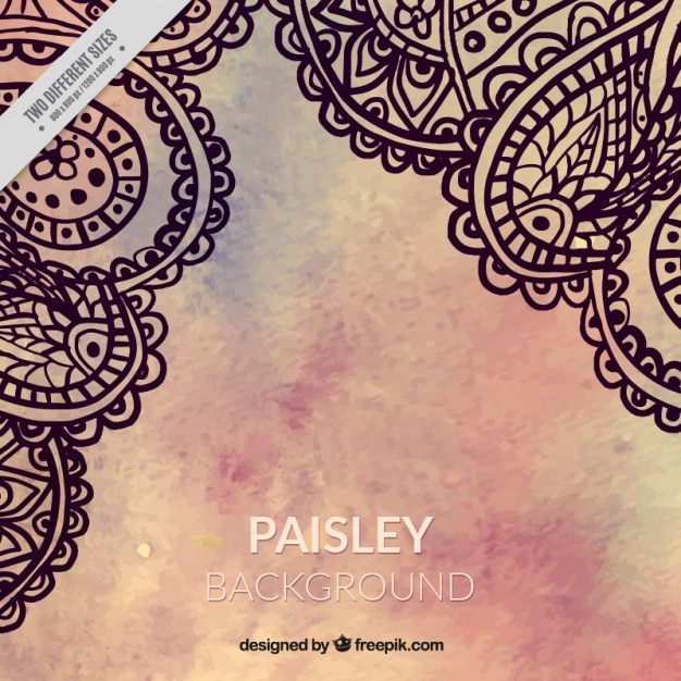 Gratis vector aquarel achtergrond met paisley decoratie