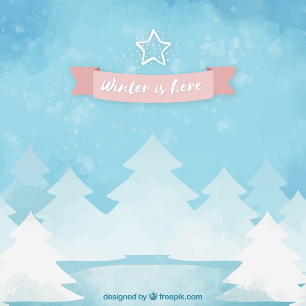 Gratis vector aquarel achtergrond winter is hier