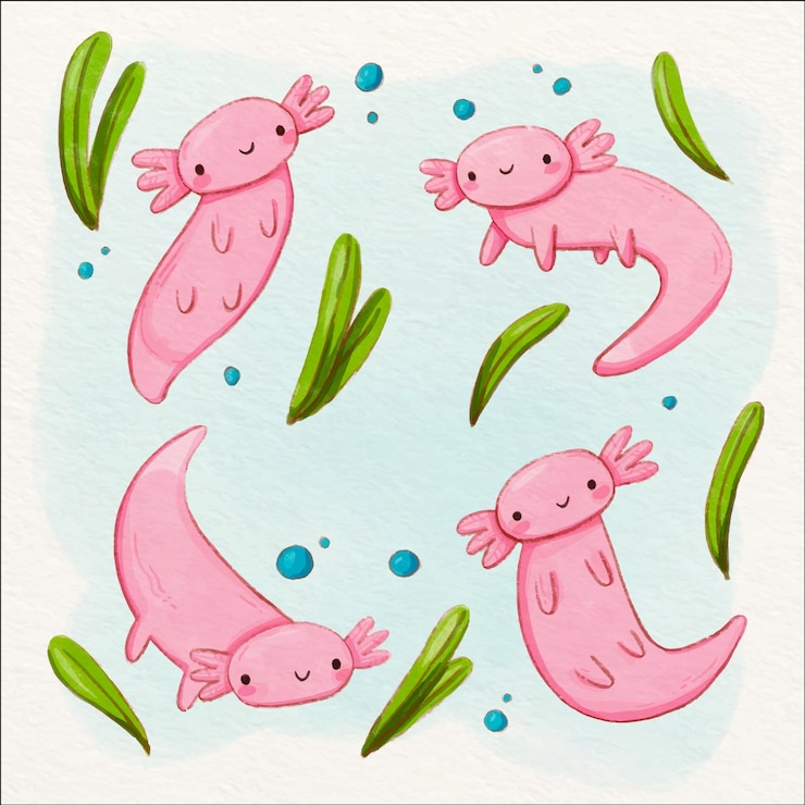 Gratis Vector aquarel ajolote collectie