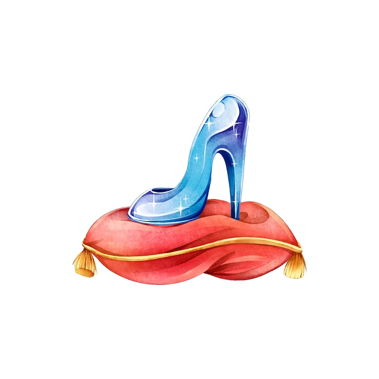 Gratis Vector aquarel assepoester glazen schoen