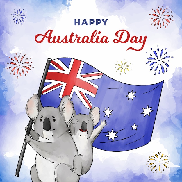 Gratis vector aquarel australië dag