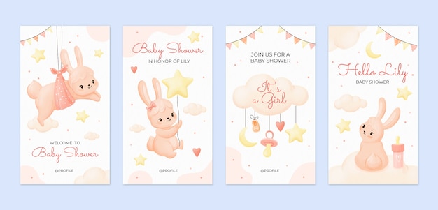 Aquarel baby shower instagram verhalen