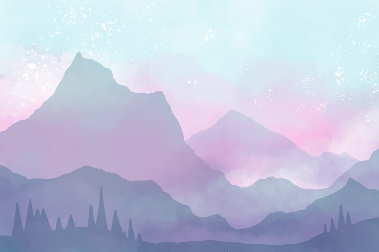 Gratis Vector aquarel bergen achtergrond