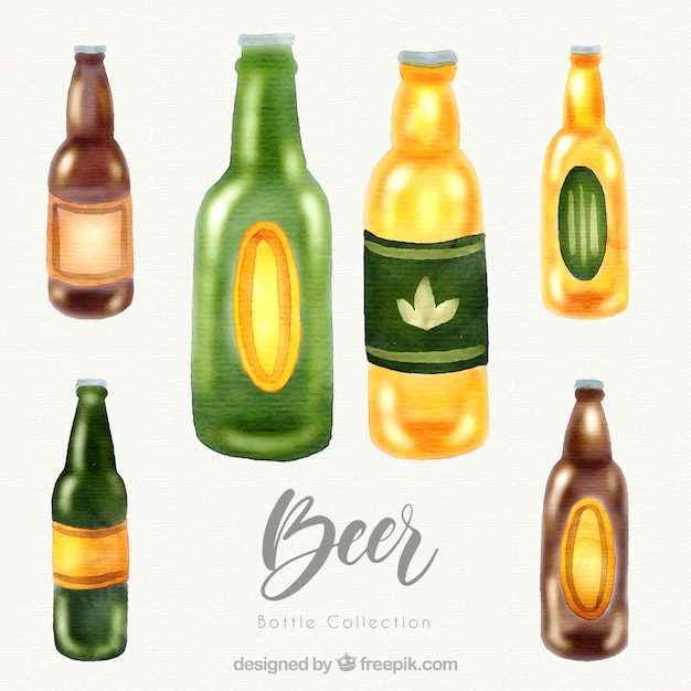 Gratis vector aquarel bierfles collectie