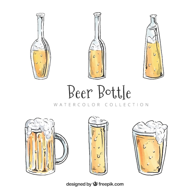 Aquarel bierfles collectie