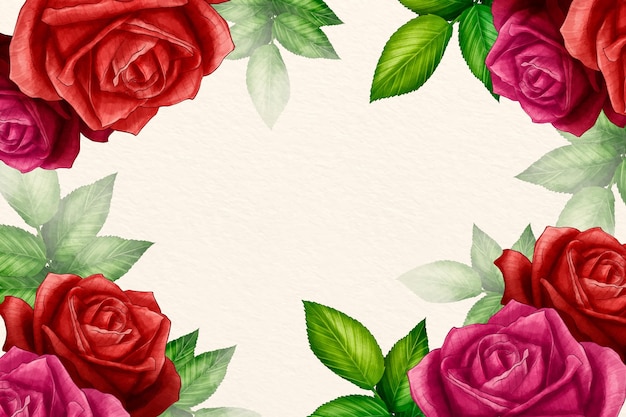 Gratis vector aquarel bloemen achtergrond met rozen