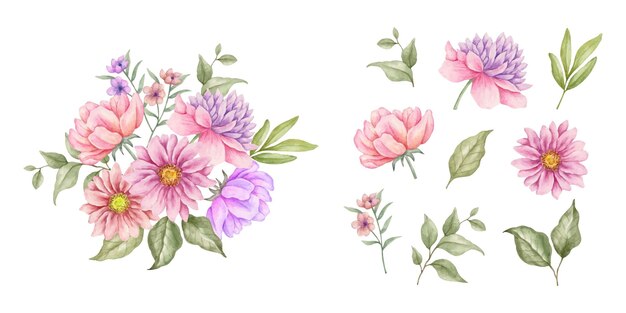 aquarel bloemen boeket ontwerp