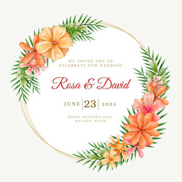 Aquarel bloemen bruiloft uitnodiging