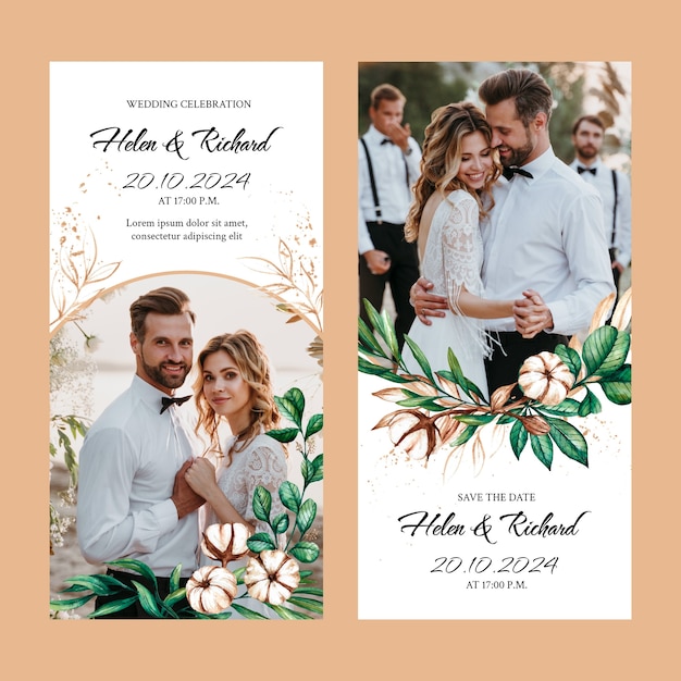 Aquarel bloemen bruiloft verticale banners set