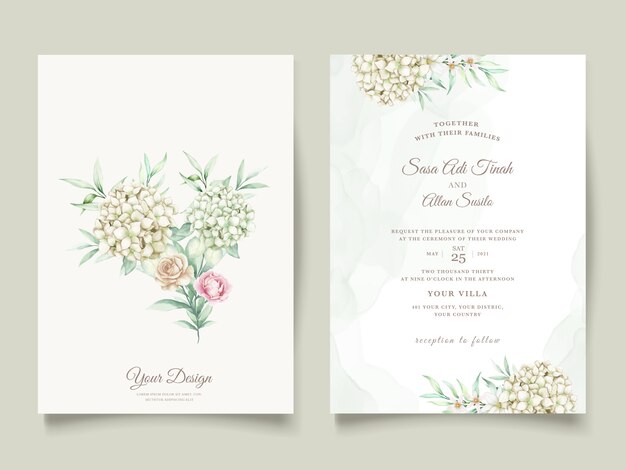aquarel bloemen en bladeren bruiloft uitnodiging kaartenset