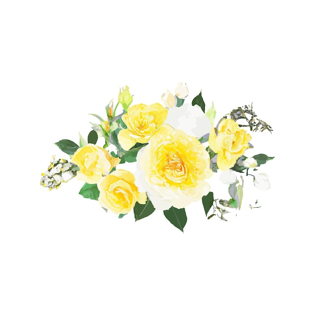 Gratis vector aquarel bloemen frame boeketten van rozen en blad design