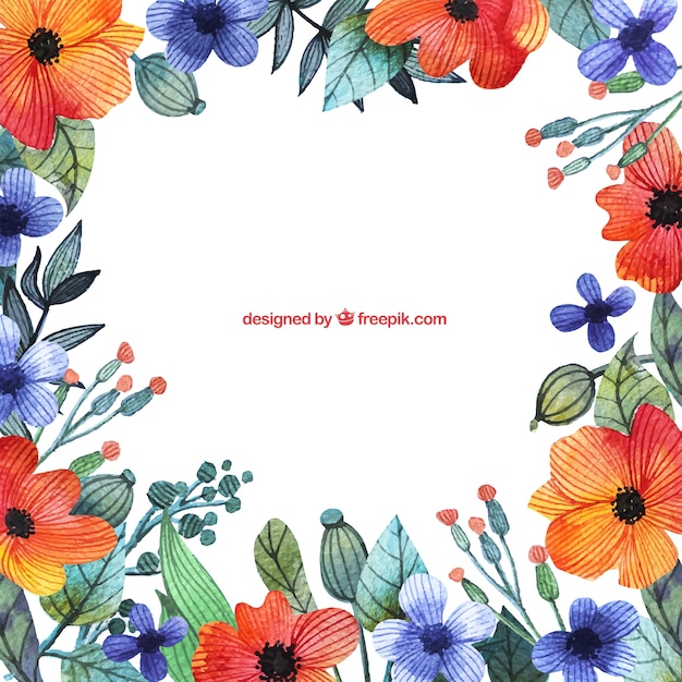 Gratis vector aquarel bloemen frame