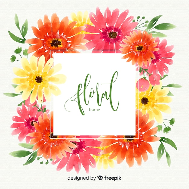 Gratis vector aquarel bloemen frame