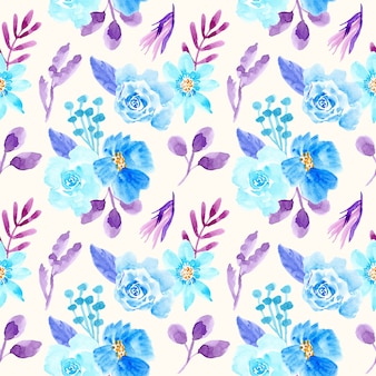 Aquarel bloemen naadloze patroon blauw en paars