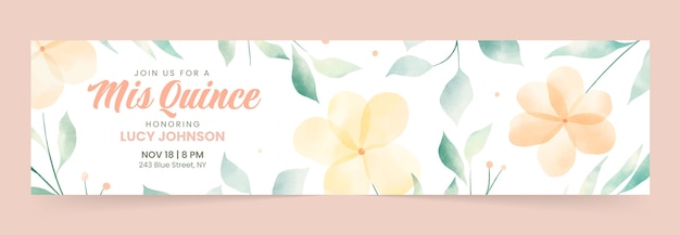 Aquarel bloemen quinceañera twitch banner