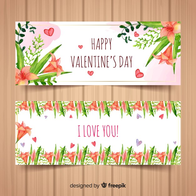 Aquarel bloemen valentine banner