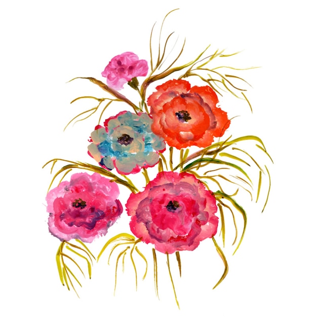 Gratis vector aquarel bloemenreeks