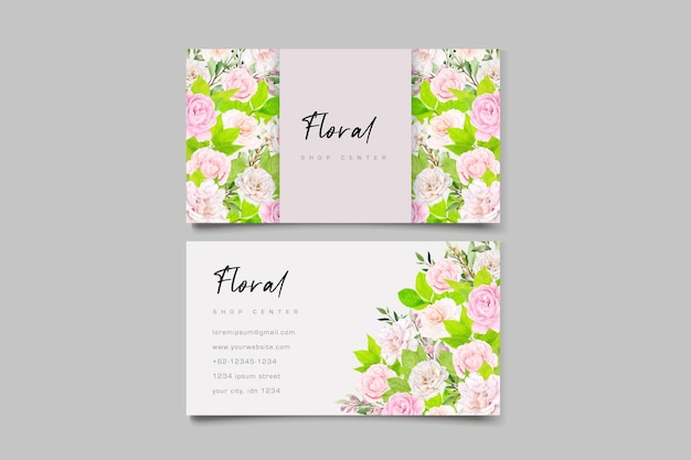Aquarel bloemenrozen met roze kleurenkaart