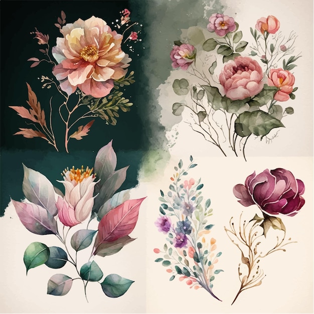 Aquarel bloemstuk collectie generatieve ai
