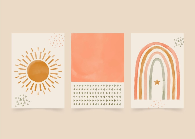 Gratis Vector aquarel boho covers collectie