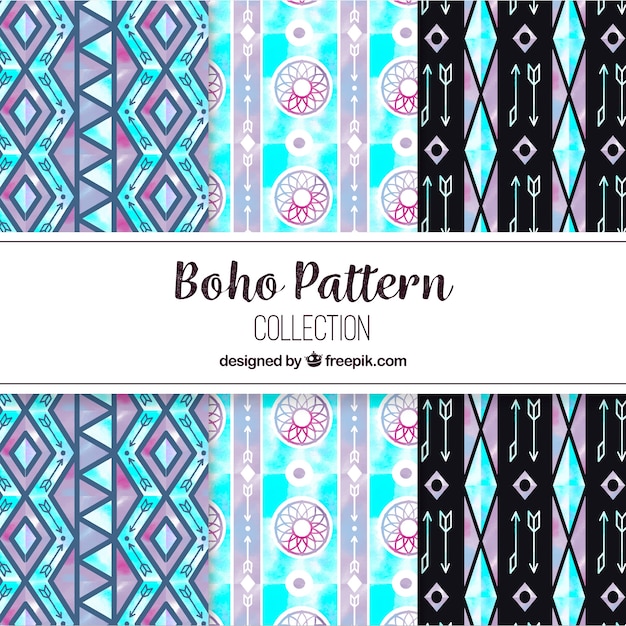 Aquarel boho patroon collectie