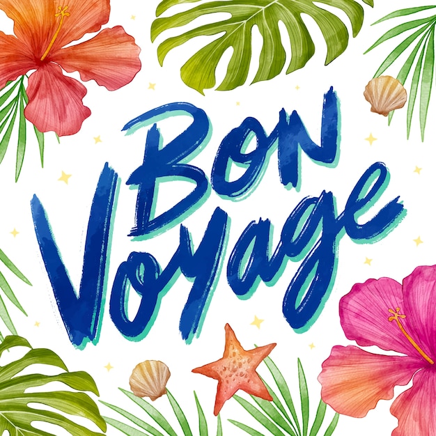 Gratis vector aquarel bon voyage belettering