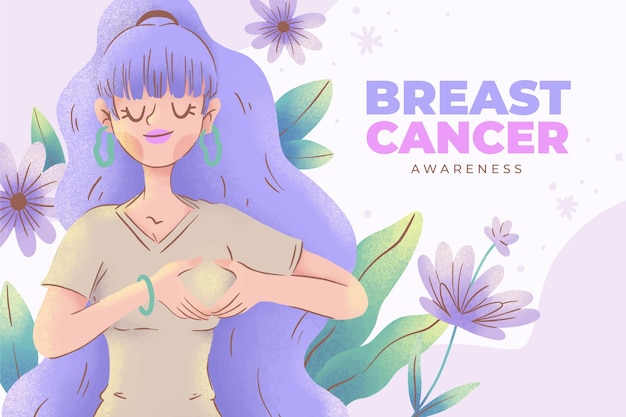 Aquarel borstkanker bewustzijn maand achtergrond Gratis Vector