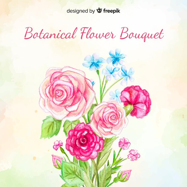 Gratis vector aquarel botanische bloemboeket