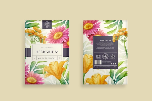 Aquarel botanische bloemen label set