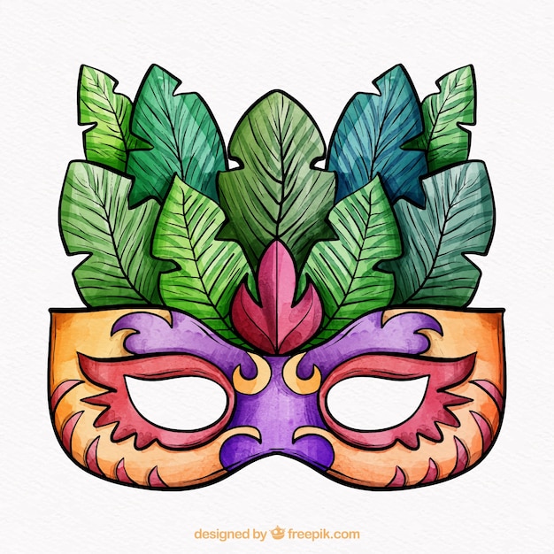 Gratis vector aquarel braziliaanse carnaval masker